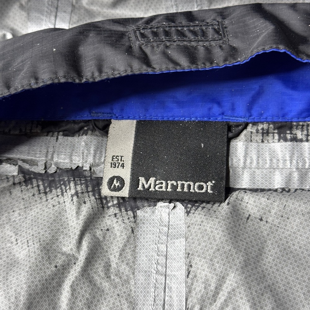 Marmot Nylon Jacket Large Black Lined Windbreaker Hood Distressed Outdoor - Picture 6 of 16